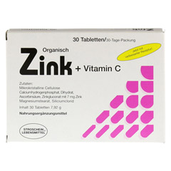 ZINK ORGANISCH+Vitamin C Tabletten 30 Stck - Vorderseite