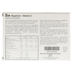 ZINK ORGANISCH+Vitamin C Tabletten 30 Stck - Rckseite