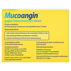 Mucoangin gegen Halsschmerzen Minze 18 Stck - Rckseite