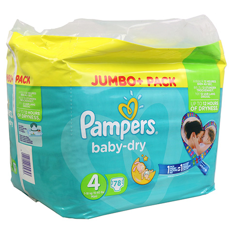PAMPERS Baby Dry Gr.4 maxi 7-18kg Jumbo plus Pack 78 Stck