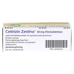 Cetirizin Zentiva 10mg 50 Stück N2 - Oberseite