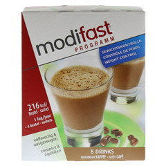 MODIFAST Programm Drink Kaffee Pulver 8x55 Gramm - Vorderseite