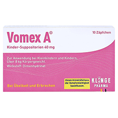 Vomex A Kinder 40mg 10 Stück N1 - Vorderseite