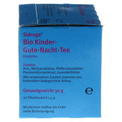 SIDROGA Bio Kinder-Gute-Nacht-Tee Filterbeutel 20x1.5 Gramm - Rechte Seite