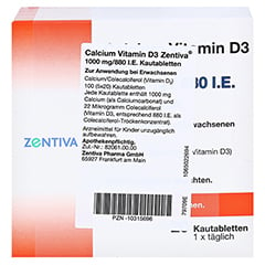 Calcium Vitamin D3 Zentiva 1000mg/880 I.E. 100 Stck N3 - Vorderseite