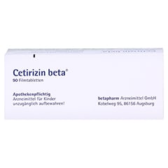 Cetirizin beta 90 Stück - Oberseite