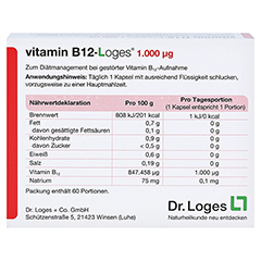 VITAMIN B12-LOGES 1.000 µg Kapseln 60 Stück - Rückseite