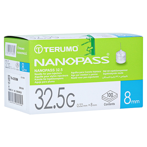 TERUMO NANOPASS 32,5 Pen Kanle 0,22x8 mm 100 Stck