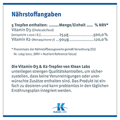 VITAMIN D3 & K2 Liquid KLEAN LABS 25 Milliliter - Info 4