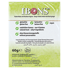IBONS Ingwer Zitrone Box Kaubonbons 60 Gramm - Rckseite