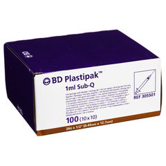 BD PLASTIPAK Spr.1 ml Sub-Q 26 G 1/2 einges.Ka.