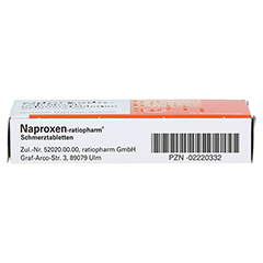 Naproxen-ratiopharm Schmerztabletten 20 Stück - Unterseite
