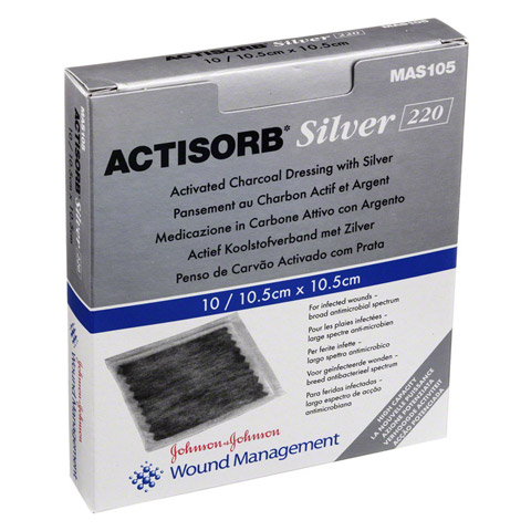 ACTISORB 220 Silver 10,5x10,5 cm steril Kompressen 10 Stück