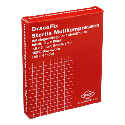 DRACOFIX PEEL Kompressen 7,5x7,5 cm steril 8fach 5x2 Stück