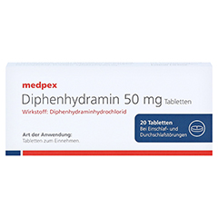 medpex Diphenhydramin 50mg 20 Stück N2 - Vorderseite
