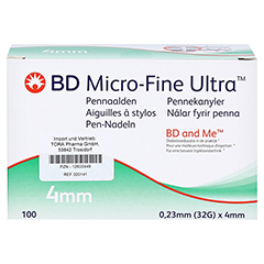 BD MICRO-FINE ULTRA Pen-Nadeln 0,23x4 mm 32 G 100 Stck - Vorderseite