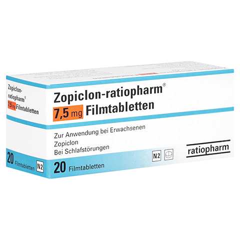 Zopiclon-ratiopharm 7,5mg 20 Stck N2