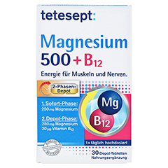 Tetesept Magnesium 500 + B12 Depot Tabletten 30 Stück - Vorderseite