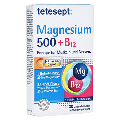 Tetesept Magnesium 500 + B12 Depot Tabletten 30 Stück