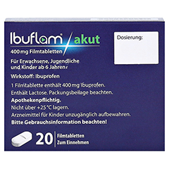 Ibuflam® akut 20 Stk.: 400 mg Ibupfrofen Schmerztabletten 20 Stück - Rückseite