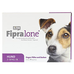 FIPRALONE 67 mg Lsg.z.Auftropf.f.kleine Hunde 4 Stück - Vorderseite