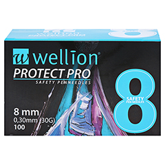 WELLION PROTECT PRO Safety Pen Needles 30 G 8 mm 100 Stck - Vorderseite