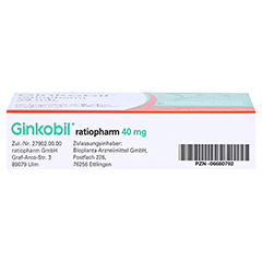 Ginkobil® ratiopharm 40mg mit Ginkgo biloba 30 Stück N1 - Unterseite