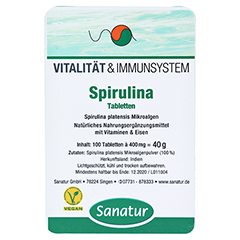 SPIRULINA MIKROALGEN 400 mg Sanatur Tabletten 100 Stck - Vorderseite