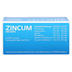 ZINCUM HEVERT Tabletten 100 Stück - Oberseite