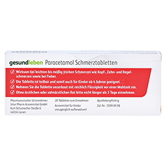Paracetamol Schmerztabletten 500mg 20 Stck N2 - Rckseite