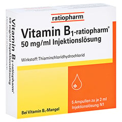 Vitamin B1-ratiopharm 50mg/ml Injektionslösung 5x2 Milliliter N1