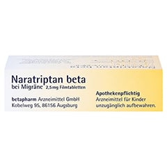 Naratriptan beta bei Migräne 2,5mg 2 Stück N1 - Unterseite