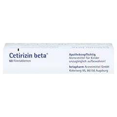 Cetirizin beta 60 Stück - Unterseite