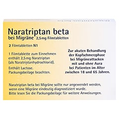 Naratriptan beta bei Migräne 2,5mg 2 Stück N1 - Rückseite