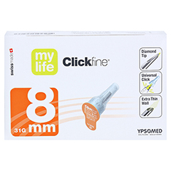 MYLIFE Clickfine Pen-Nadeln 8 mm 31 G Diamond Tip 100 Stück - Vorderseite