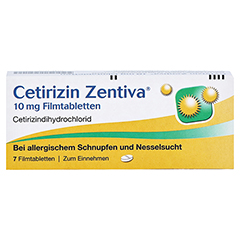Cetirizin Zentiva 10mg 7 Stück - Vorderseite