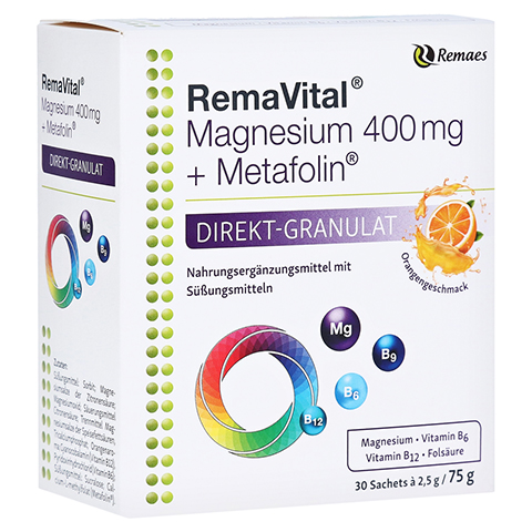 REMAVITAL Magnesium 400 mg+Metafolin Granulat 30x2.5 Gramm