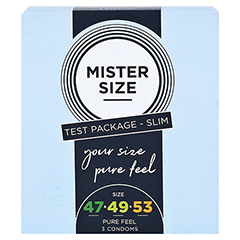 MISTER Size Probierpackung 47-49-53 Kondome 3 Stck - Vorderseite