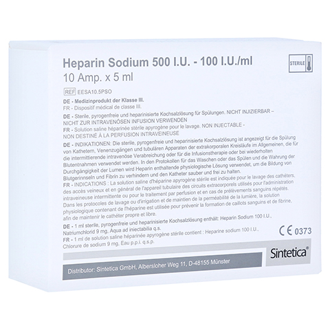 HEPARIN SODIUM 500 I.U. - 100 I.U./ml Ampullen 10x5 Milliliter