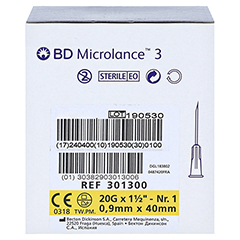 BD Microlance Kanüle 20 G 1 1/2 0,9x40 m 100 Stück - Rechte Seite