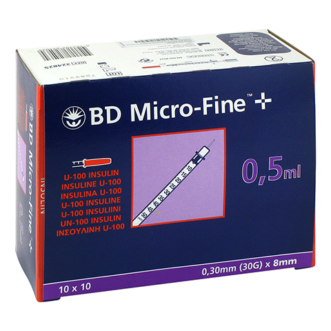 BD MICRO-FINE+ Insulinspr.0,5 ml U100 0,3x8 mm 100 Stck