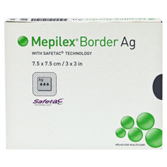 MEPILEX Border Ag Schaumverb.7,5x7,5 cm steril 5 Stck - Vorderseite