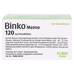 Binko Memo 120mg 120 Stück - Oberseite
