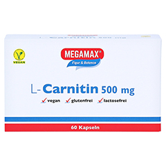 MEGAMAX L-Carnitin 500 mg Kapseln 60 Stück - Vorderseite