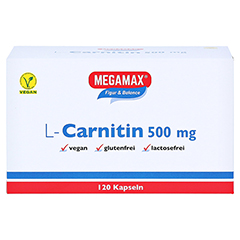 L-Carnitin 500 mg Megamax Kapseln 120 Stück - Vorderseite
