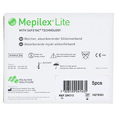 Mepilex Lite Schaumverband 7,5x8,5 cm steril 5 Stück - Rückseite