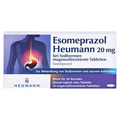 ESOMEPRAZOL Heumann 20 mg bei Sodbrennen msr.Tabl. 14 Stck - Vorderseite
