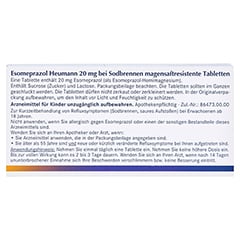 ESOMEPRAZOL Heumann 20 mg bei Sodbrennen msr.Tabl. 14 Stck - Rckseite