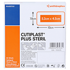 CUTIPLAST Plus steril 7,8x10 cm Verband 55 Stück - Rückseite