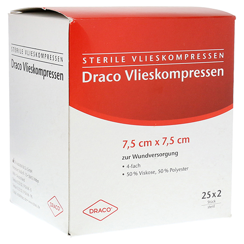 VLIESSTOFF-KOMPRESSEN steril 7,5x7,5 cm 4fach 25x2 Stck